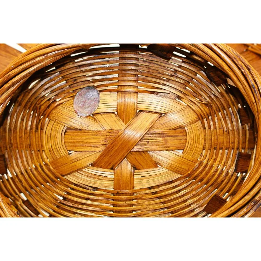 Beautiful VTG Wrap a Round Japanese Flower Basket~ I Clear Coated it WoW!